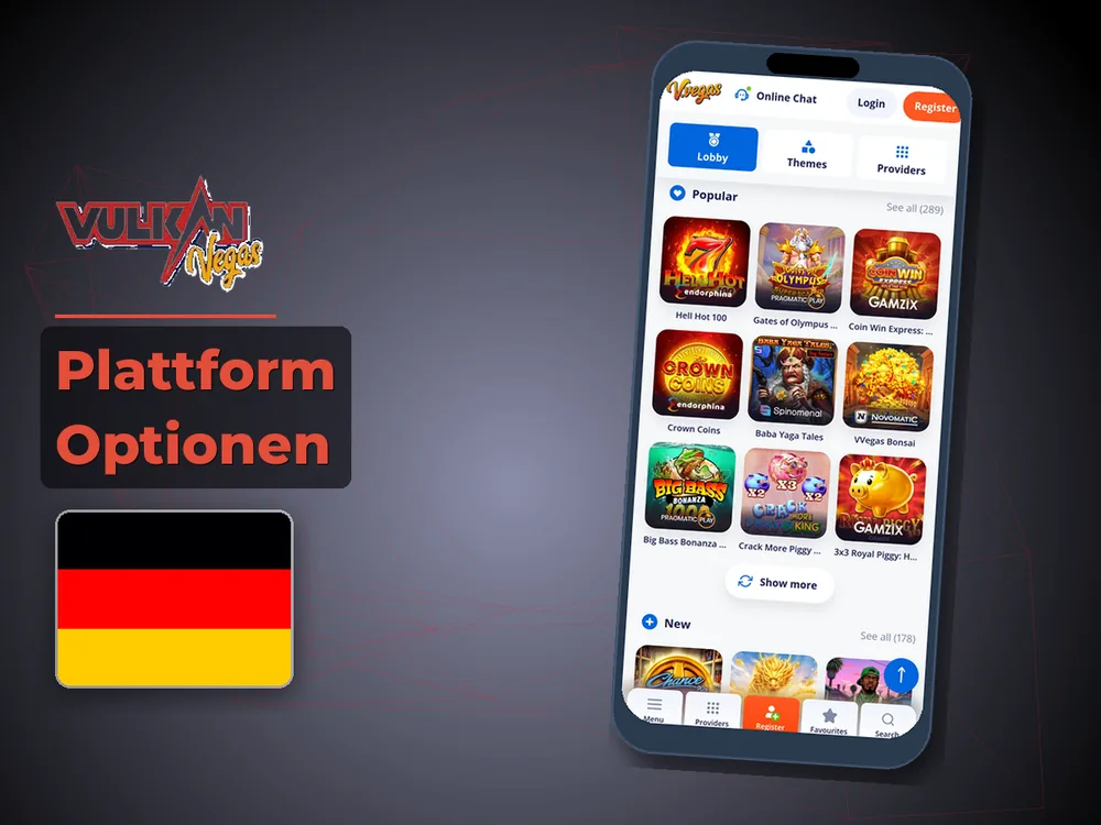 Vulkan vegas - Plattform Optionen
