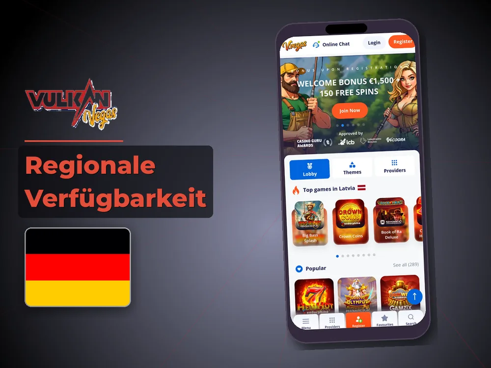 Vulkan vegas - Regionale Verfügbarkeit