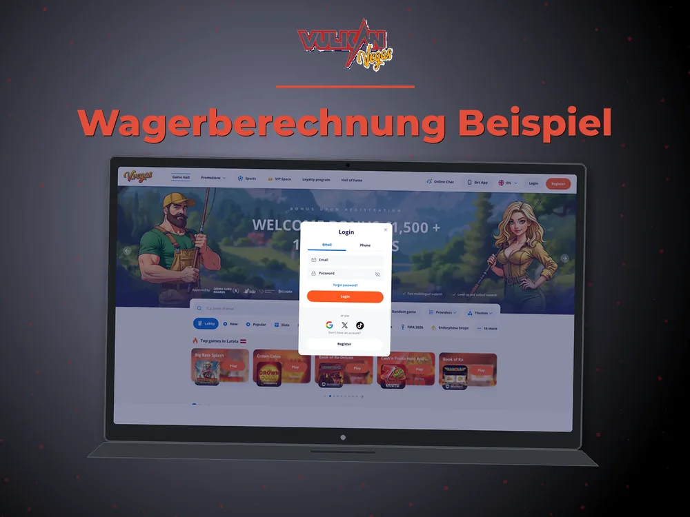 Vulkan vegas - Wagerberechnung Beispiel