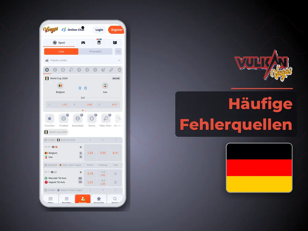 Vulkan vegas - Häufige Fehlerquellen