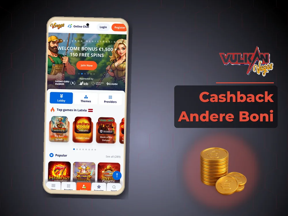 Vulkan vegas - Cashback Andere Boni