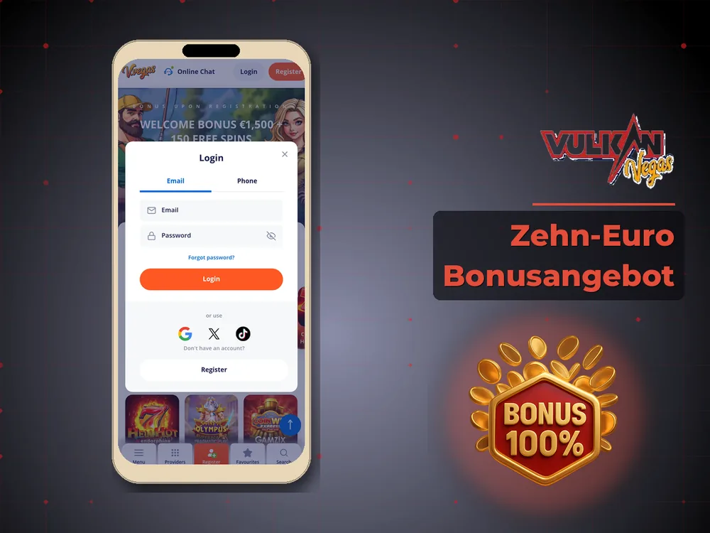 Vulkan vegas - Zehn-Euro Bonusangebot